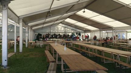 Three massive gazebo tents together
